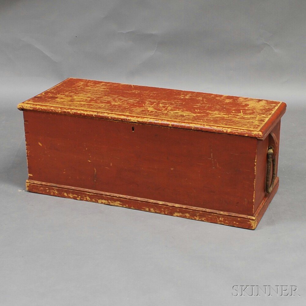 Appraisal: Red-painted Sea Chest possibly Hudson River Valley New York th