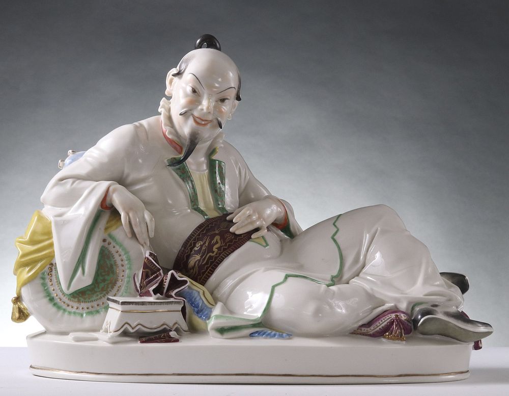 Appraisal: HUGO MEISEL CONTINENTAL PORCELAIN CHINESE FIGURE Circa s Hugo Meisel