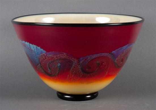 Appraisal: Michael Nourot Studio art glass bowl th century cased glass