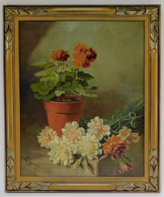 Appraisal: John C Spencer O C Floral Still Life Painting John