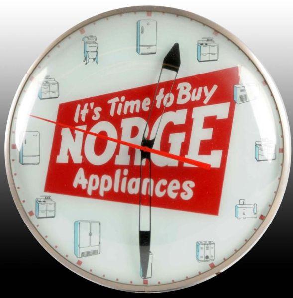 Appraisal: Norge Appliances Electric Light-Up Clock Description Circa s Very bright