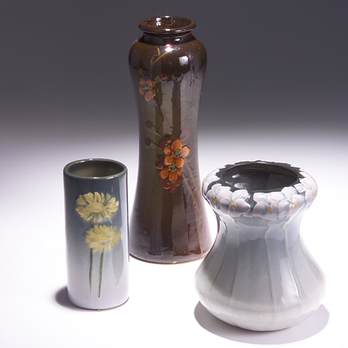 Appraisal: Three pieces to include a WELLER Etna corseted vase painted