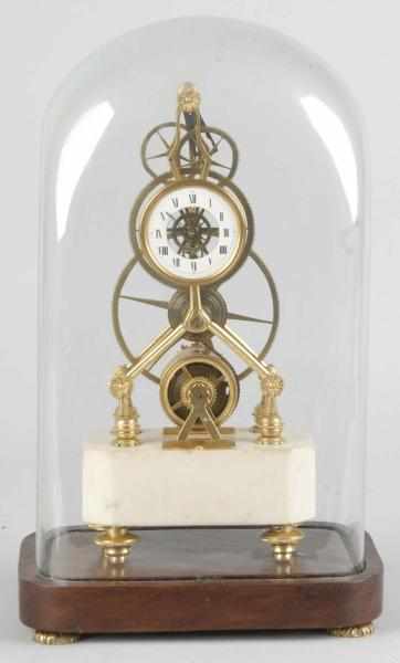 Appraisal: Miniature English Great Wheel Skeleton Clock Description Fusee chain drive