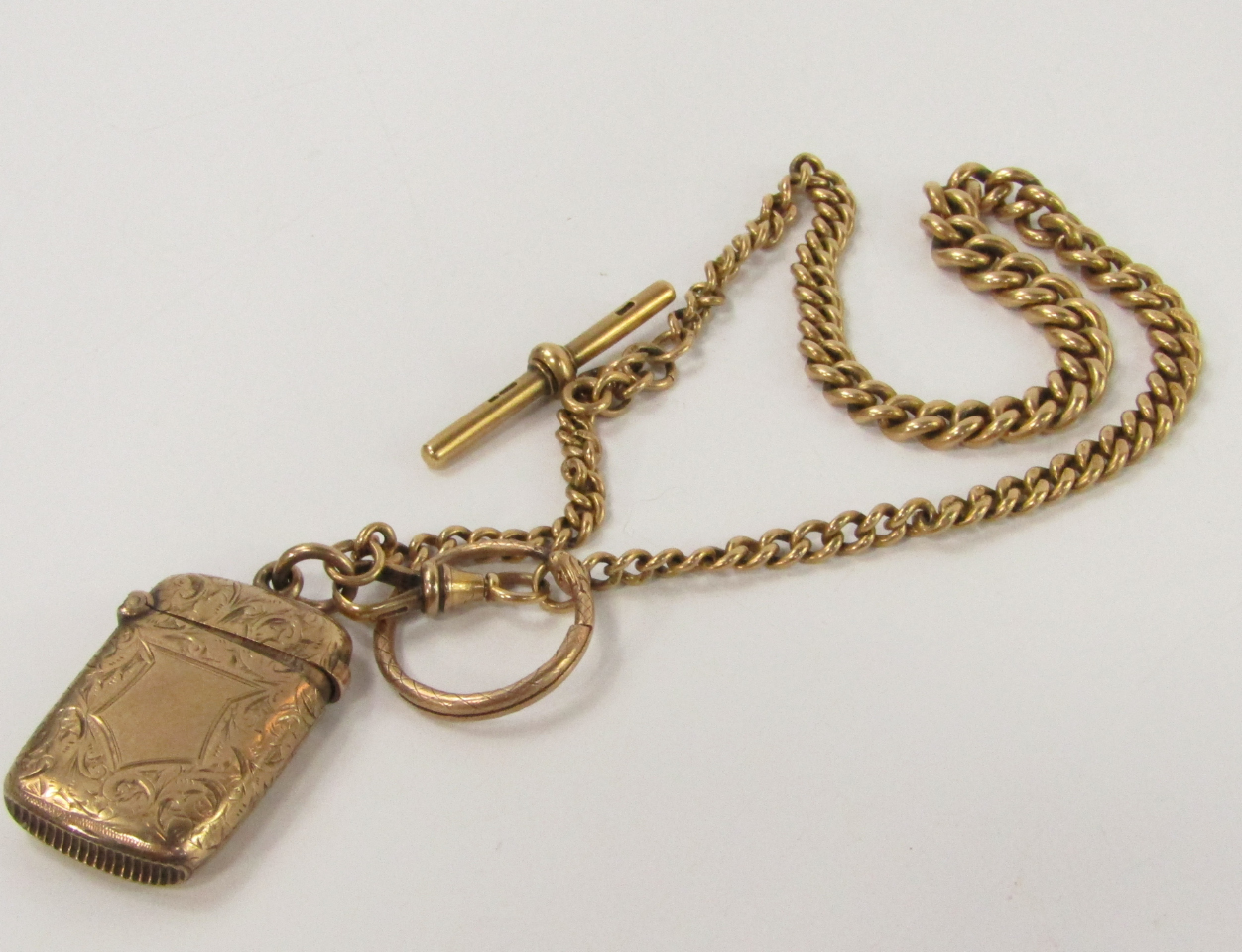 Appraisal: A ct gold Albert chain with T-bar as fitted and