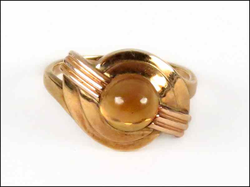 Appraisal: RETRO CITRINE AND KARAT YELLOW GOLD RING grams Condition No