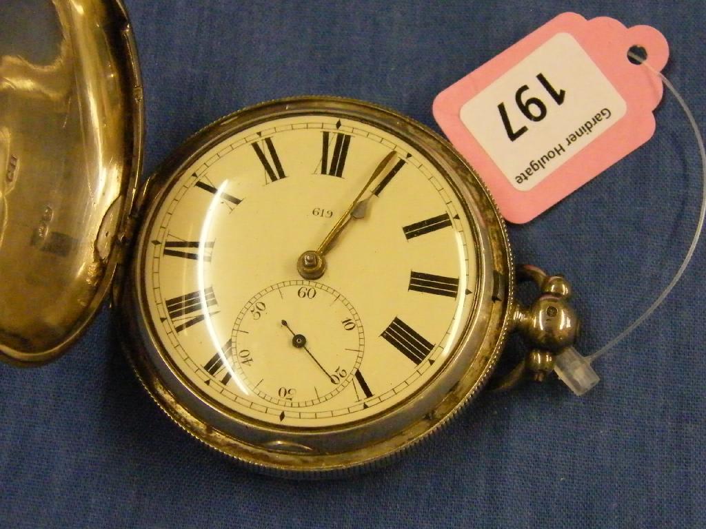 Appraisal: th century silver fusee verge hunter pocket watch hallmarked London