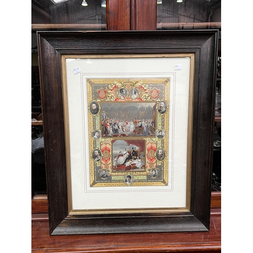 Appraisal: Framed print of Victoria and Albert wedding and life frame