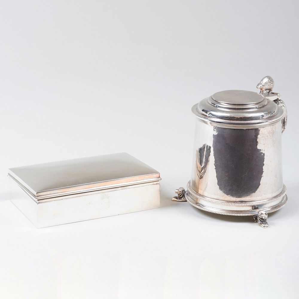 Appraisal: English Silver Tankard and an American Presentation Cigarette Box The