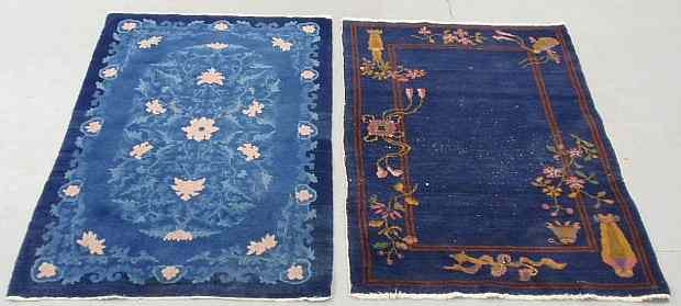 Appraisal: Two blue Chinese oriental hall carpets ' x ' '