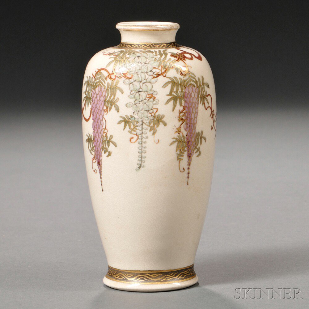 Appraisal: Small Satsuma Vase Japan th century tapered body with waisted