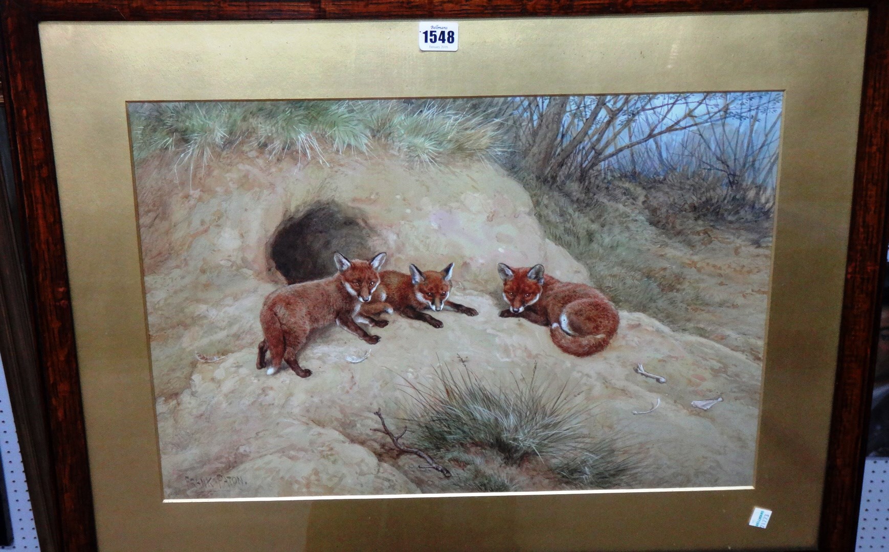 Appraisal: Frank Paton - Fox cubs outside a den watercolour signed