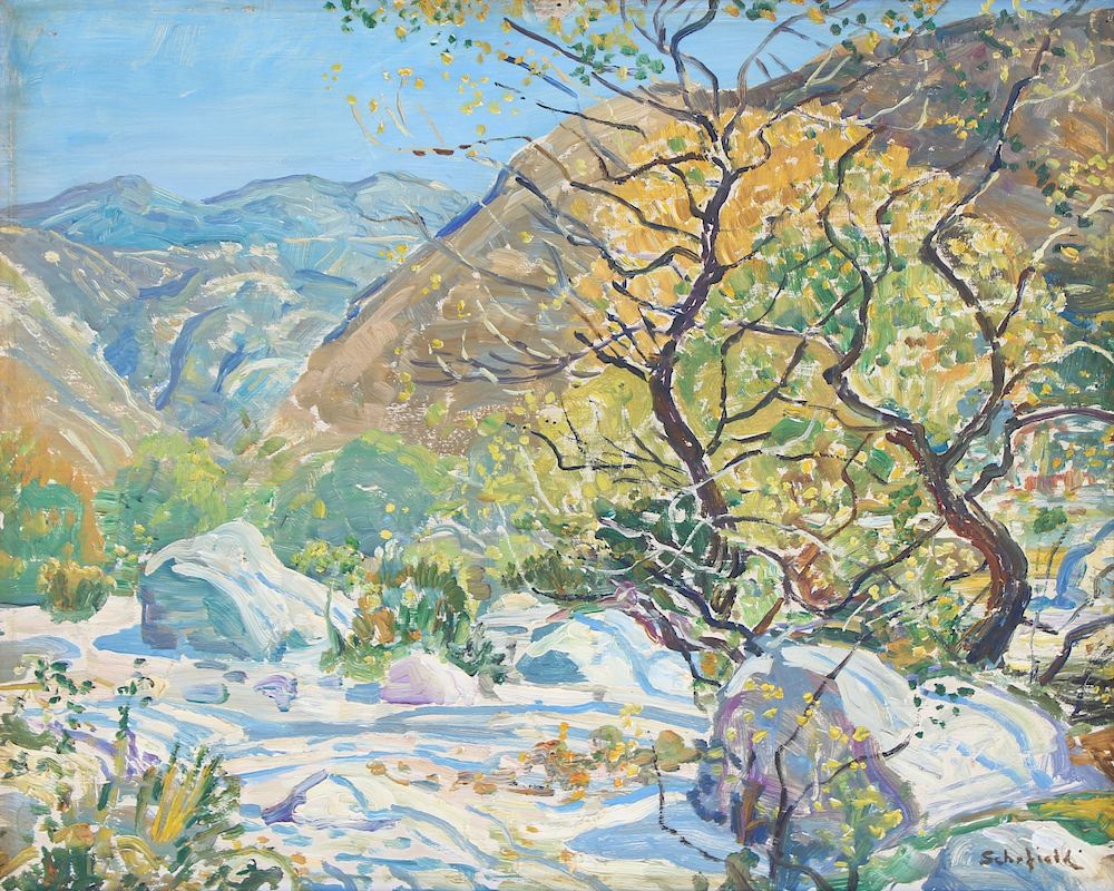 Appraisal: WALTER ELMER SCHOFIELD AMERICAN - Oil on Panel Southwestern Landscape