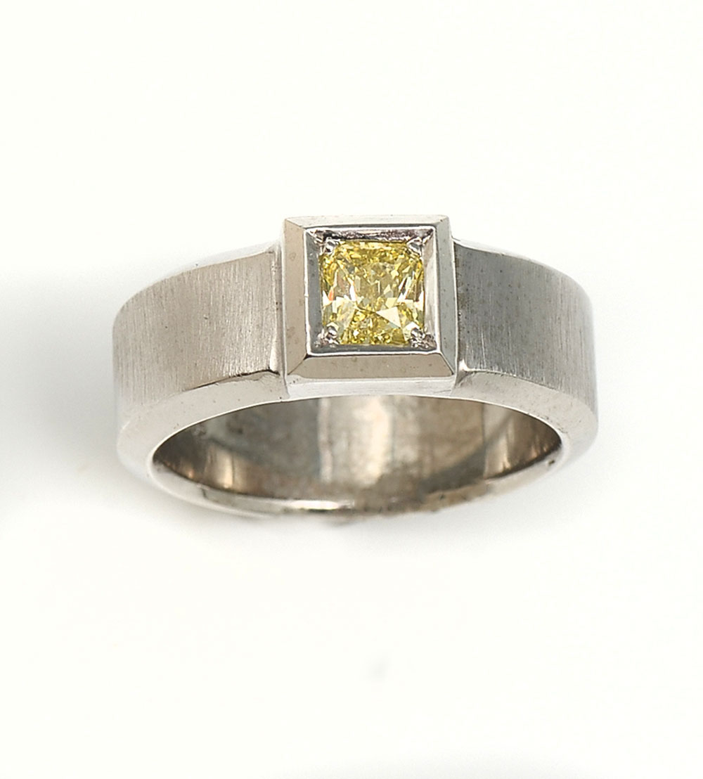 Appraisal: MICHAEL B PLATINUM YELLOW DIAMOND BAND jewelry designer to the