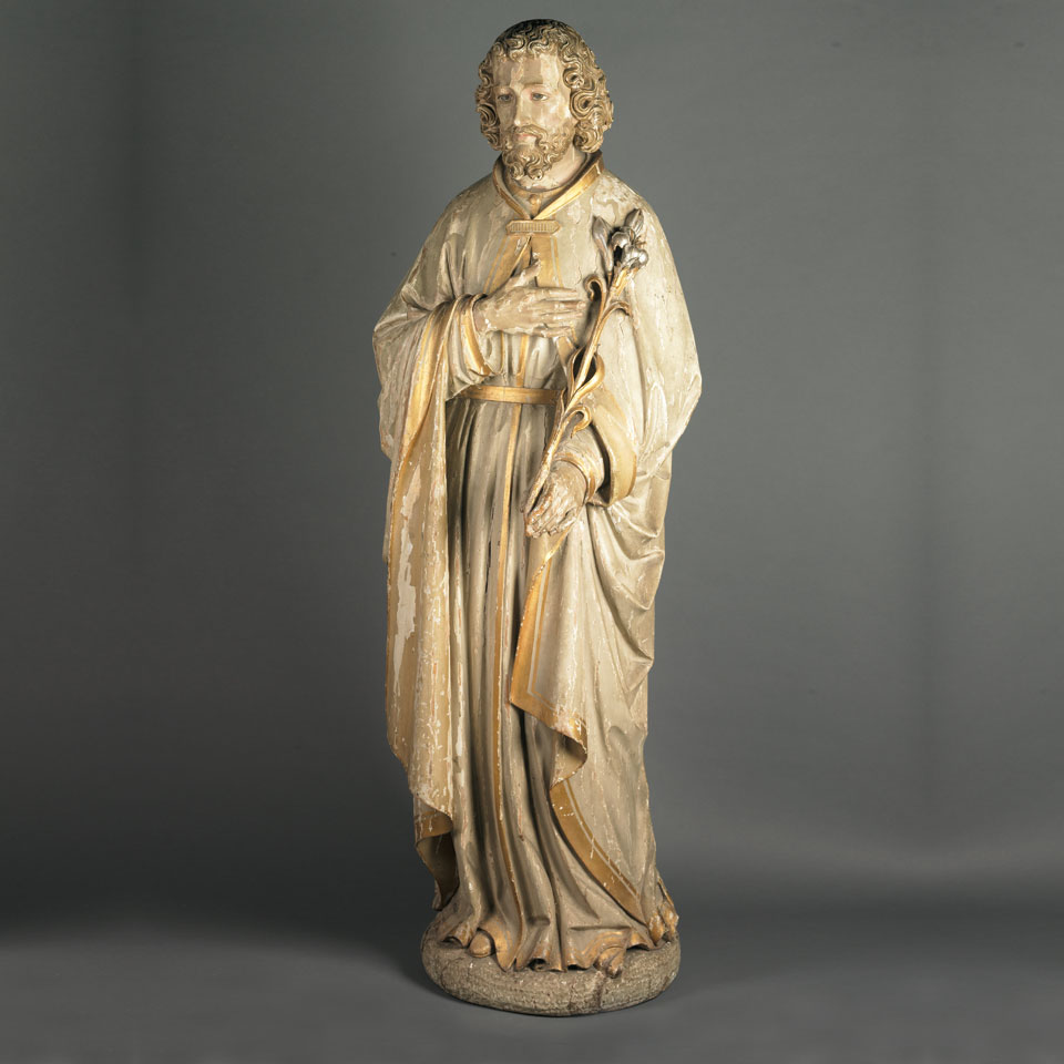 Appraisal: Carved and Polychromed Wood Figure of Saint Joseph probably Quebec