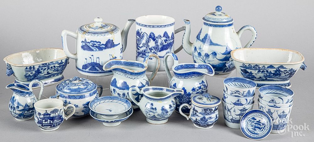 Appraisal: Chinese export blue and white Canton porcelain Chinese export blue