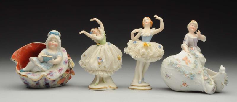 Appraisal: Lot Of Porcelain Figurines Lady stepping from a hot air