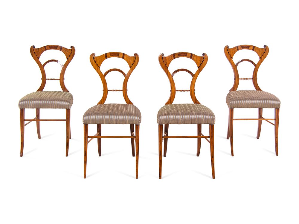 Appraisal: A Set of Four Biedermeier Inlaid Dining Chairs A Set