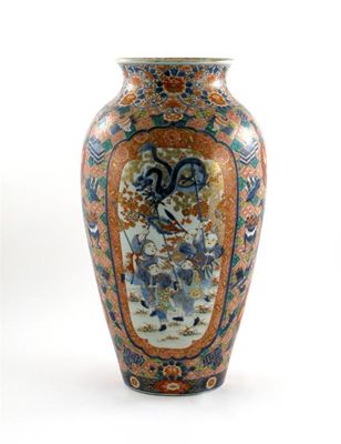 Appraisal: A massive Japanese Imari vase painted with two panels containing