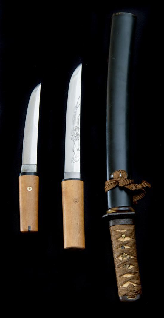 Appraisal: A Group of Three Japanese Blades comprised of a kumori