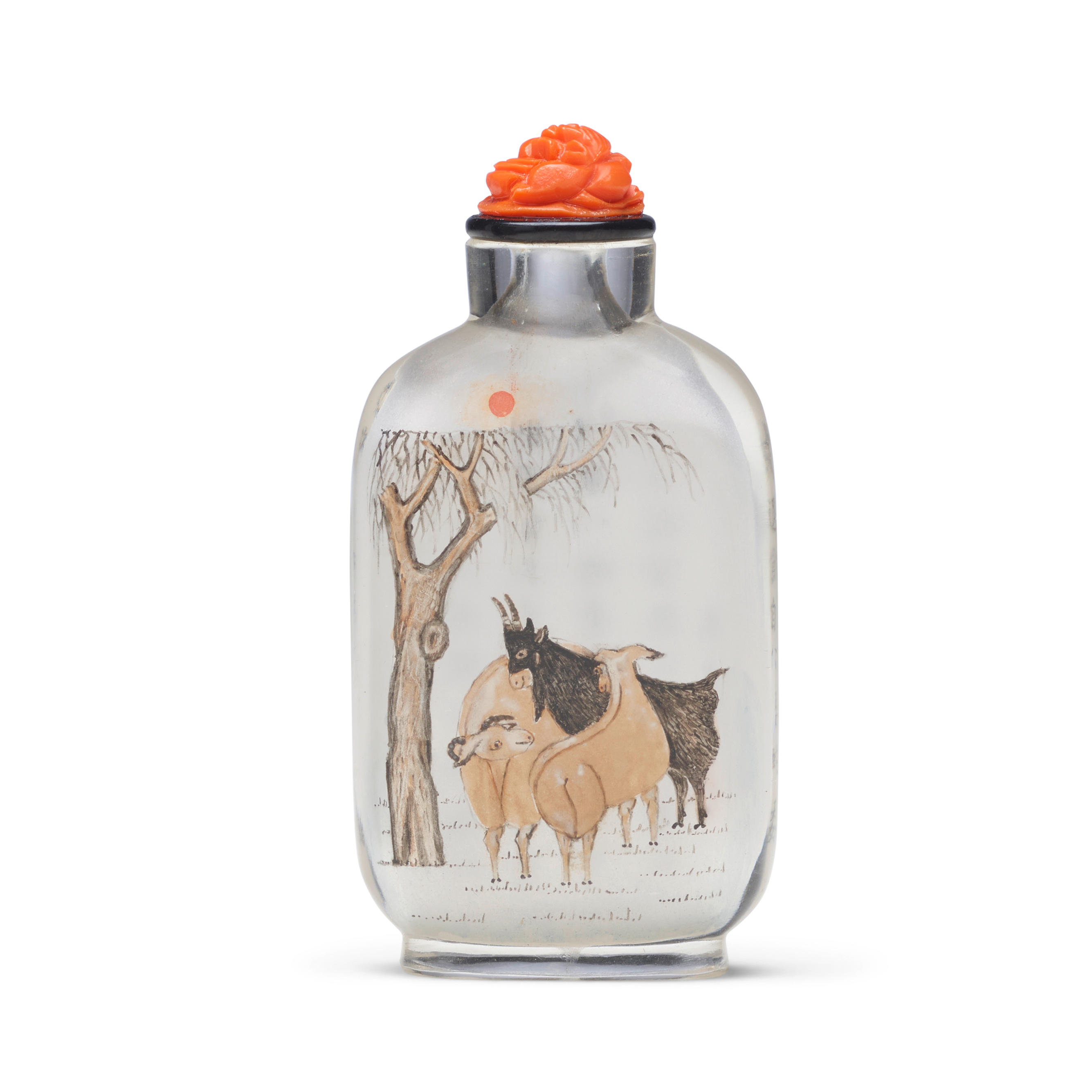 Appraisal: AN INSIDE-PAINTED GLASS 'SANYANG' SNUFF BOTTLE Ma Shaoxuan or Ma