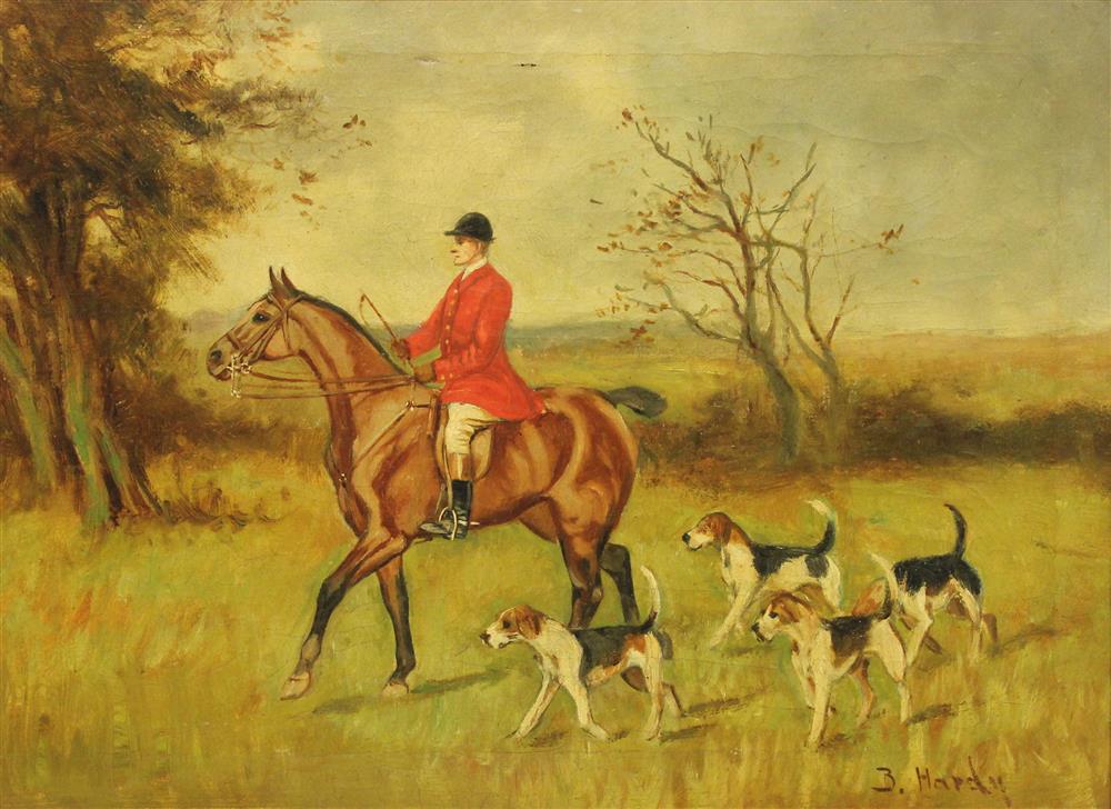 Appraisal: B HARDY ENGLISH SCHOOL HUNT SCENE Oil on canvas x