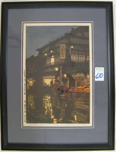 Appraisal: HIROSHI YOSHIDA COLOR WOODCUT Boston MA - titled Kagura Zuka