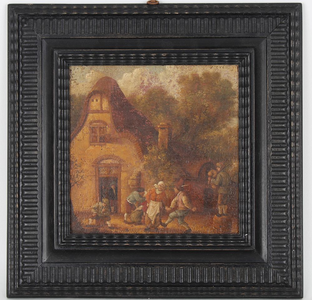 Appraisal: th C Dutch Painting of Dancing Peasants Oil on Canvas