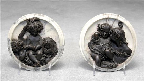 Appraisal: Edward William Wyon British - PLAYFUL CHILDREN bronze mounted on