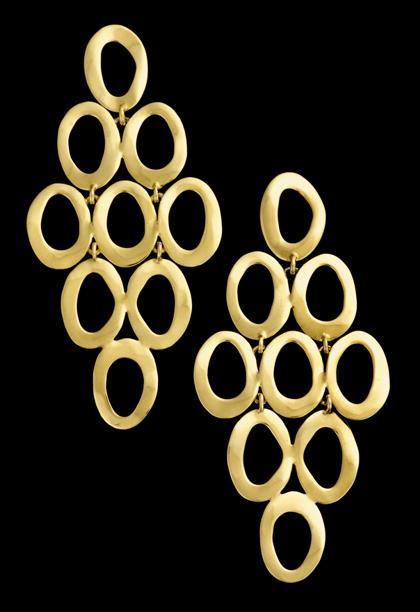 Appraisal: karat yellow gold mutliple hoop earrings IppolitaLong drop form