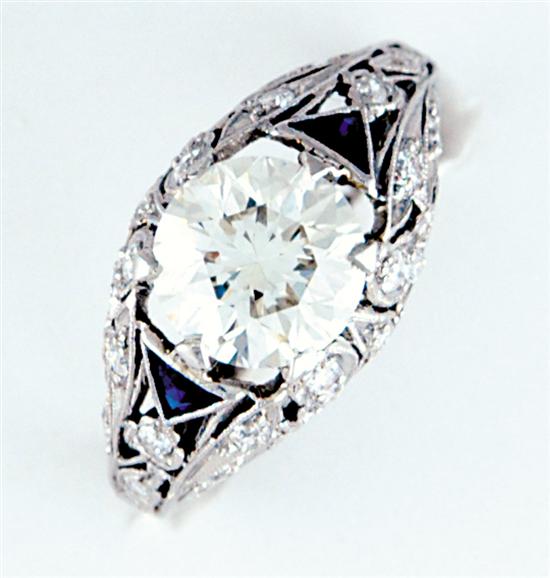 Appraisal: Art Deco style diamond ring one round center diamond ct