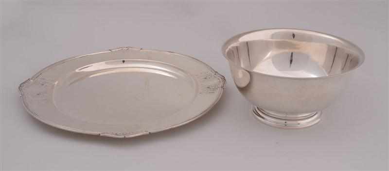 Appraisal: GORHAM ENGRAVED SILVER TRAY AND A GORHAM REVERE BOWL The