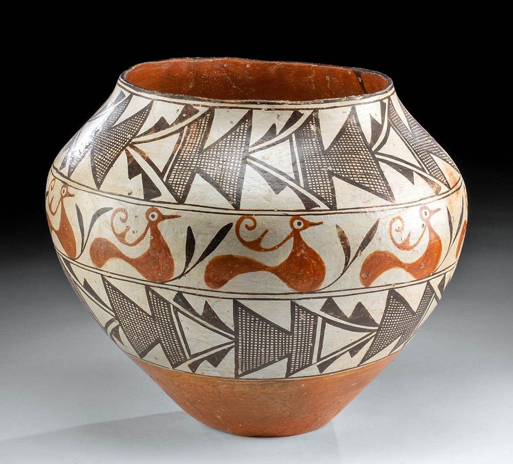 Appraisal: Signed Acoma Pottery Jar w Birds - Lucy M Lewis