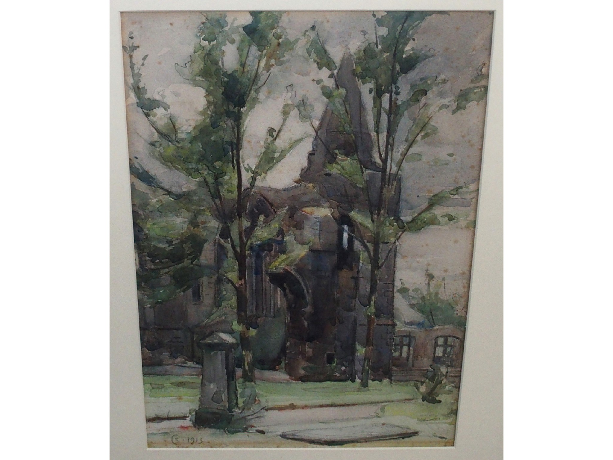 Appraisal: STEWART CARMICHAEL Churchyard signed with monogram and dated watercolour