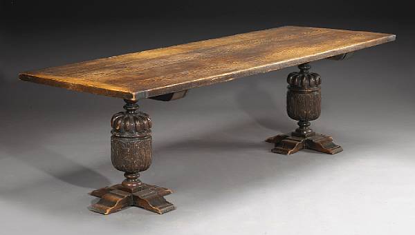 Appraisal: An Elizabethan style oak refectory table late th century The