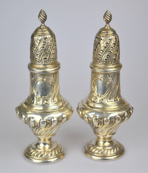 Appraisal: A pair of late Victorian silver baluster casters with spiral