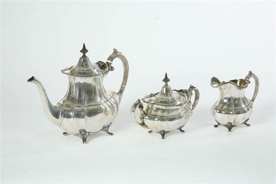 Appraisal: THREE PIECE STERLING SILVER TEA SET Reed Barton Hampton Court