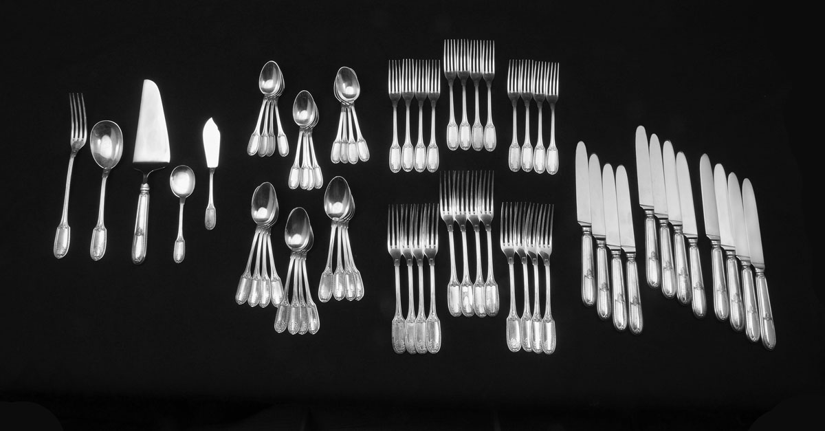 Appraisal: STERLING FLATWARE SERVICE FOR MARKED GH FRANCE Sterling flatware set