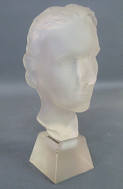 Appraisal: Frosted Baccarat glass mask bust of Ingrid Bergman titled Ingrid