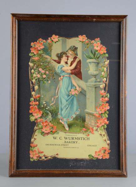 Appraisal: A Die Cut Lithograph Of Young Lovers In Frame This