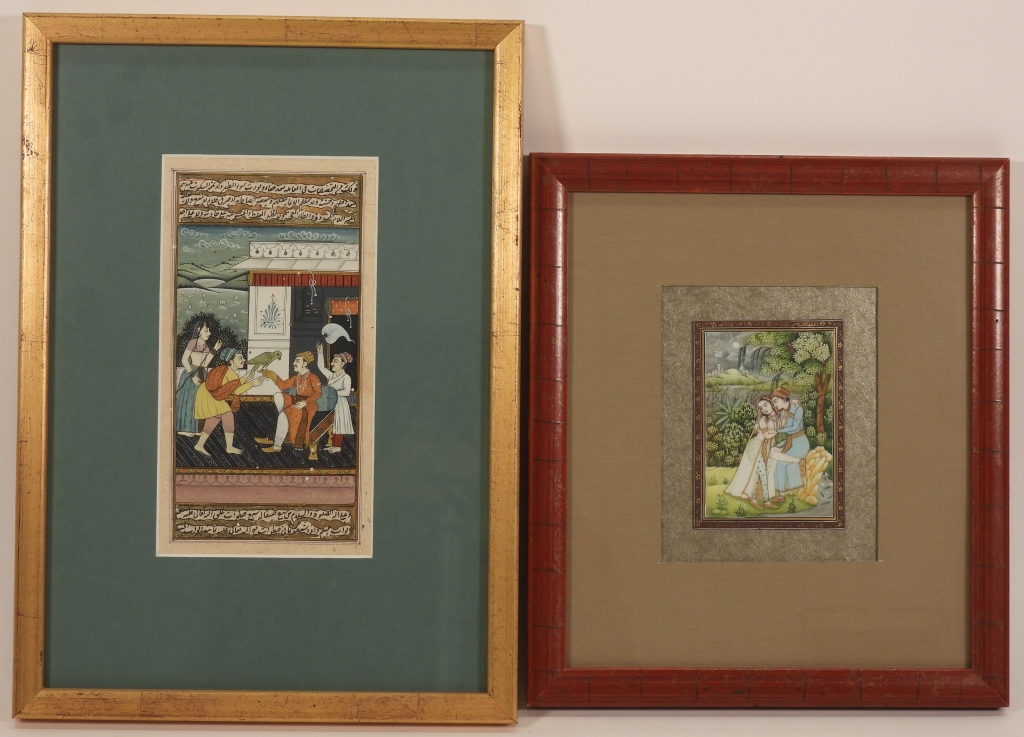 Appraisal: PC INDIAN MINIATURE PAINTINGS India th CenturyIncludes a court scene