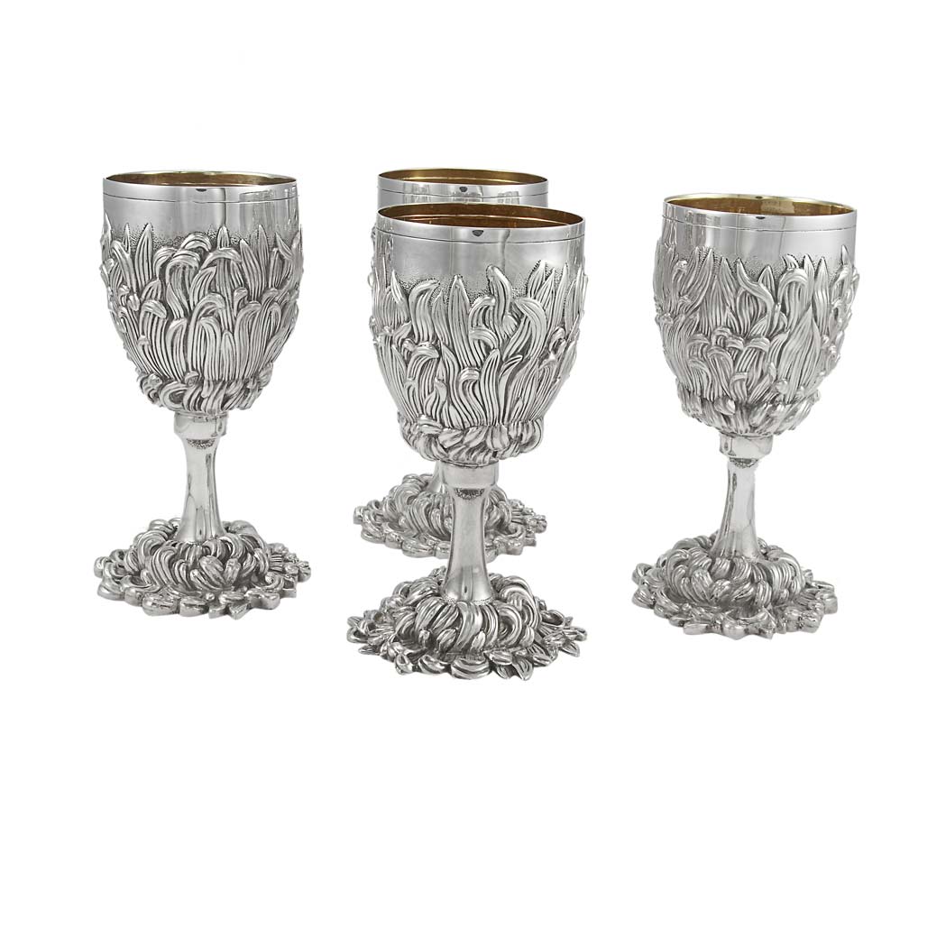 Appraisal: Set of Eight Galmer Silversmiths Sterling Silver Footed Goblets Modern