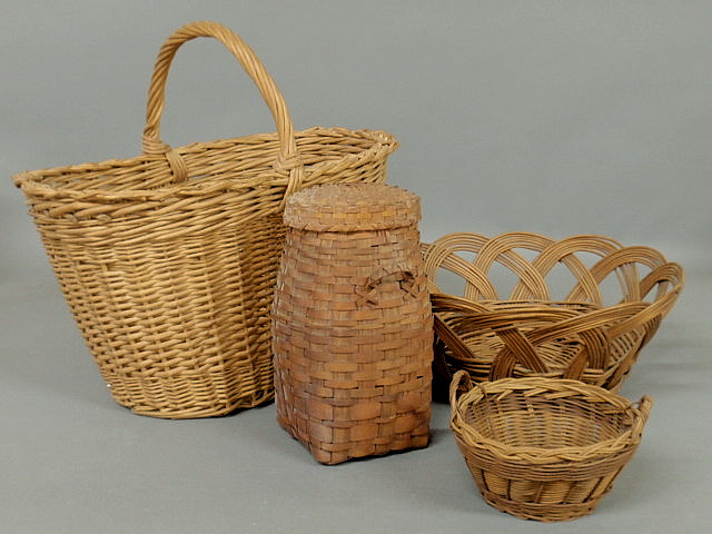 Appraisal: Four woven baskets largest h