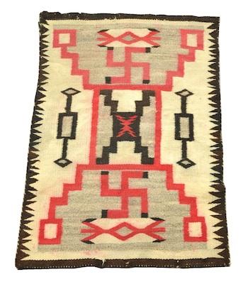 Appraisal: A Small Storm Pattern Navajo Wool Rug Approx ' x