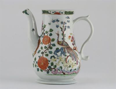 Appraisal: An early Worcester coffee pot painted with a peacock seated