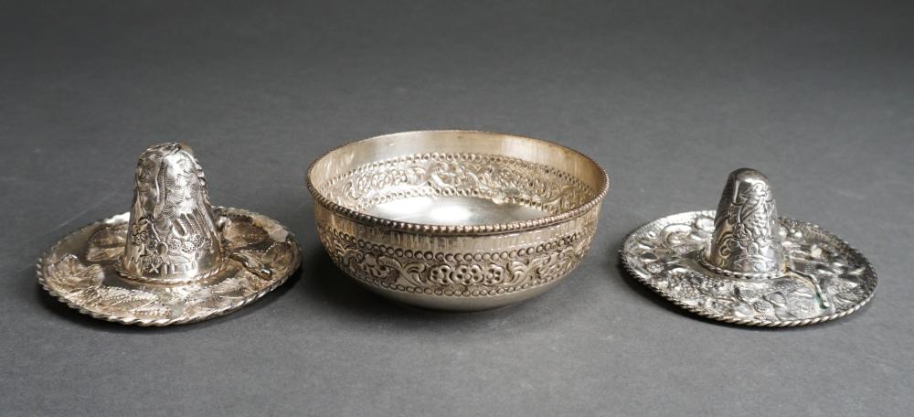 Appraisal: Low-Purity Silver Bowl Sanborn Mexican Sterling Sombrero and another Apparently