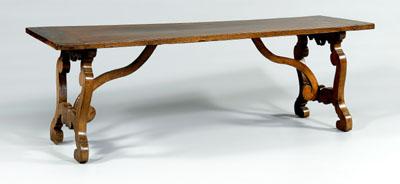 Appraisal: French baroque walnut refectory table figured single-board walnut top with