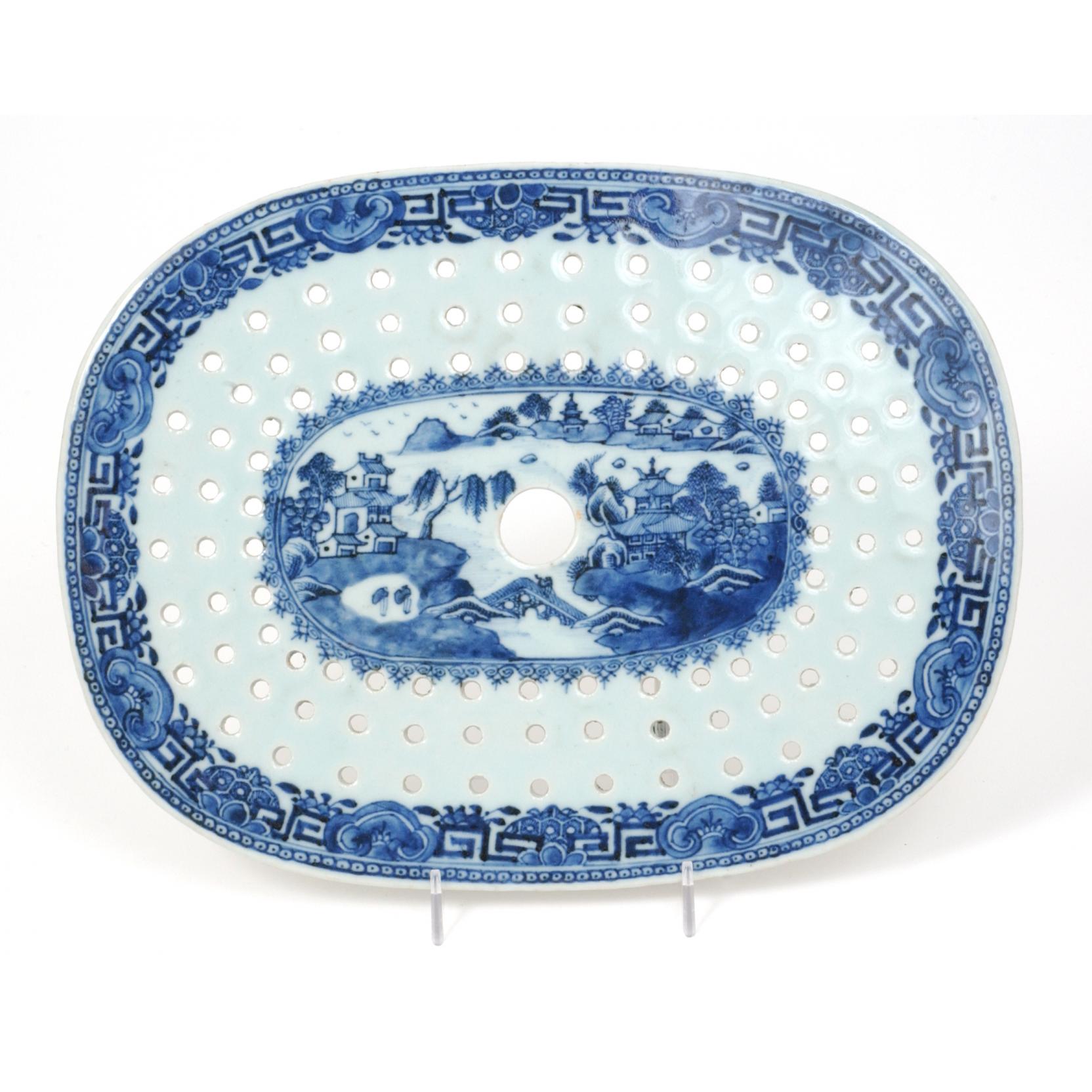 Appraisal: Chinese Canton Style Export Drain Platter th century blue and