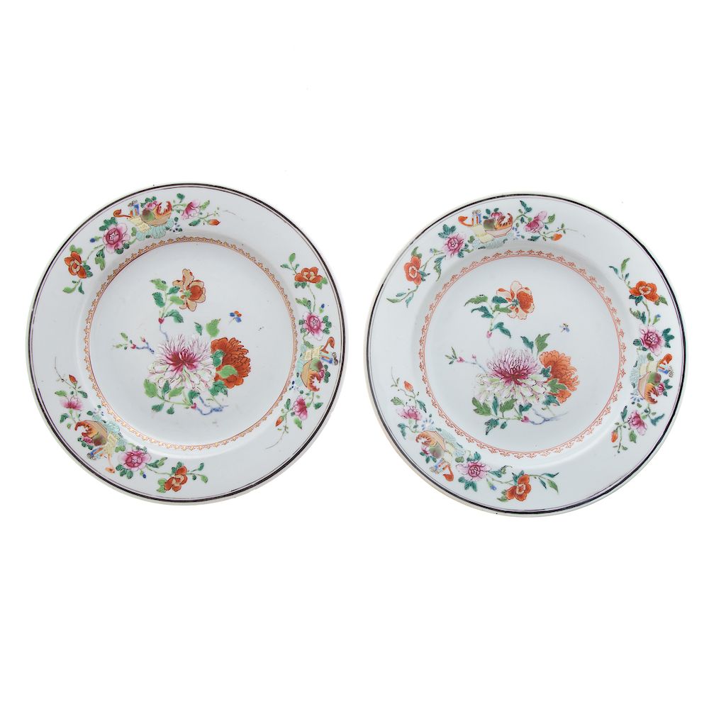 Appraisal: Pair Chinese Export Famille Rose Plates second half th century