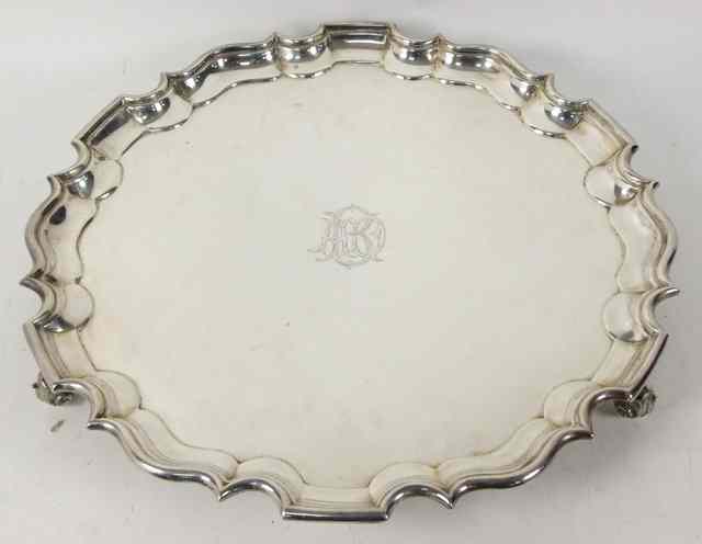 Appraisal: A large circular silver salver T B S Sheffield with