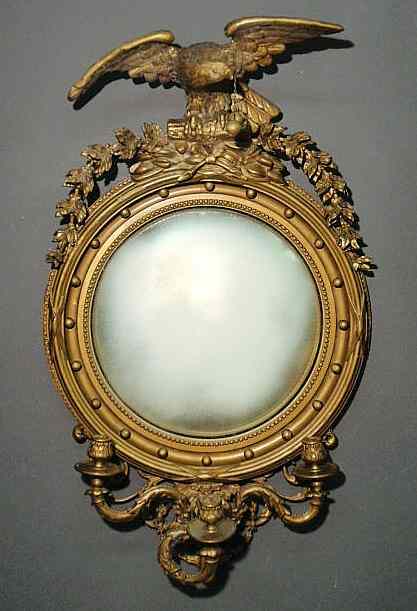 Appraisal: Federal style gilt decorated girandole mirror with an eagle finial